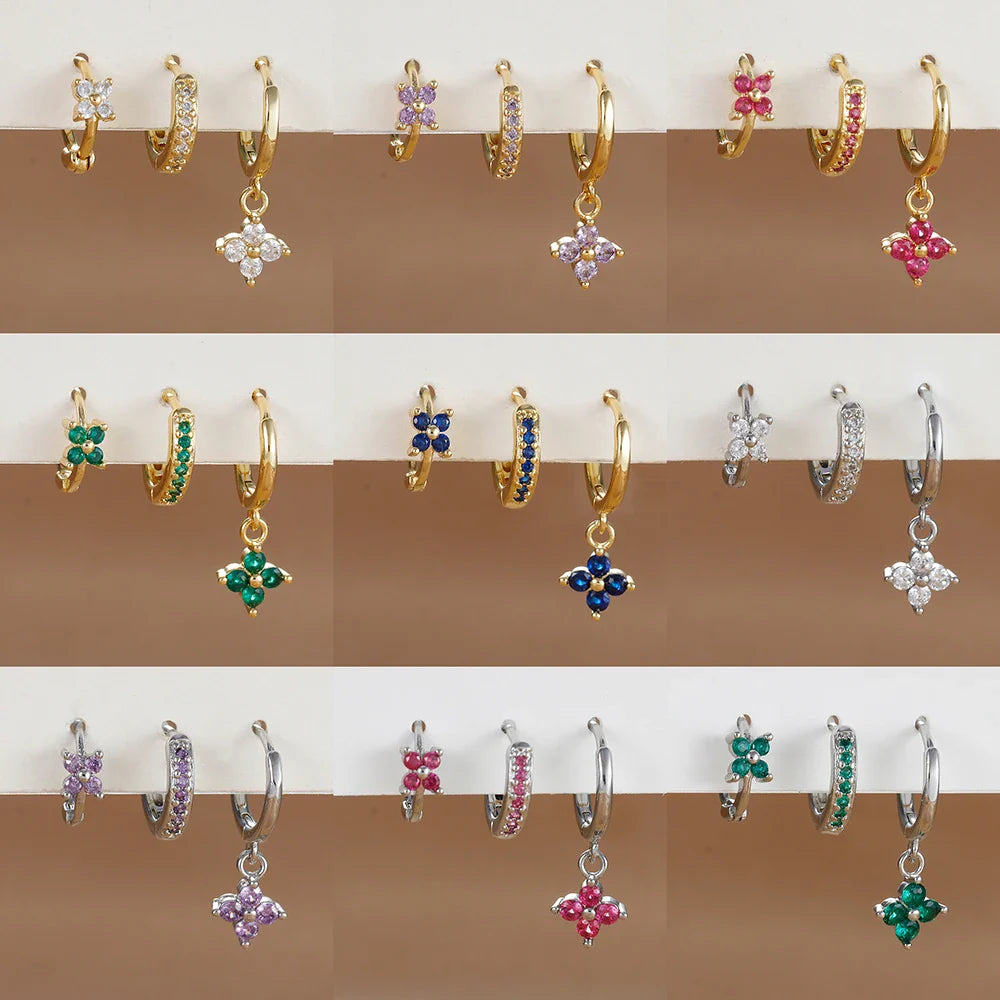 3PCS Flower Drop and Dangle Earring