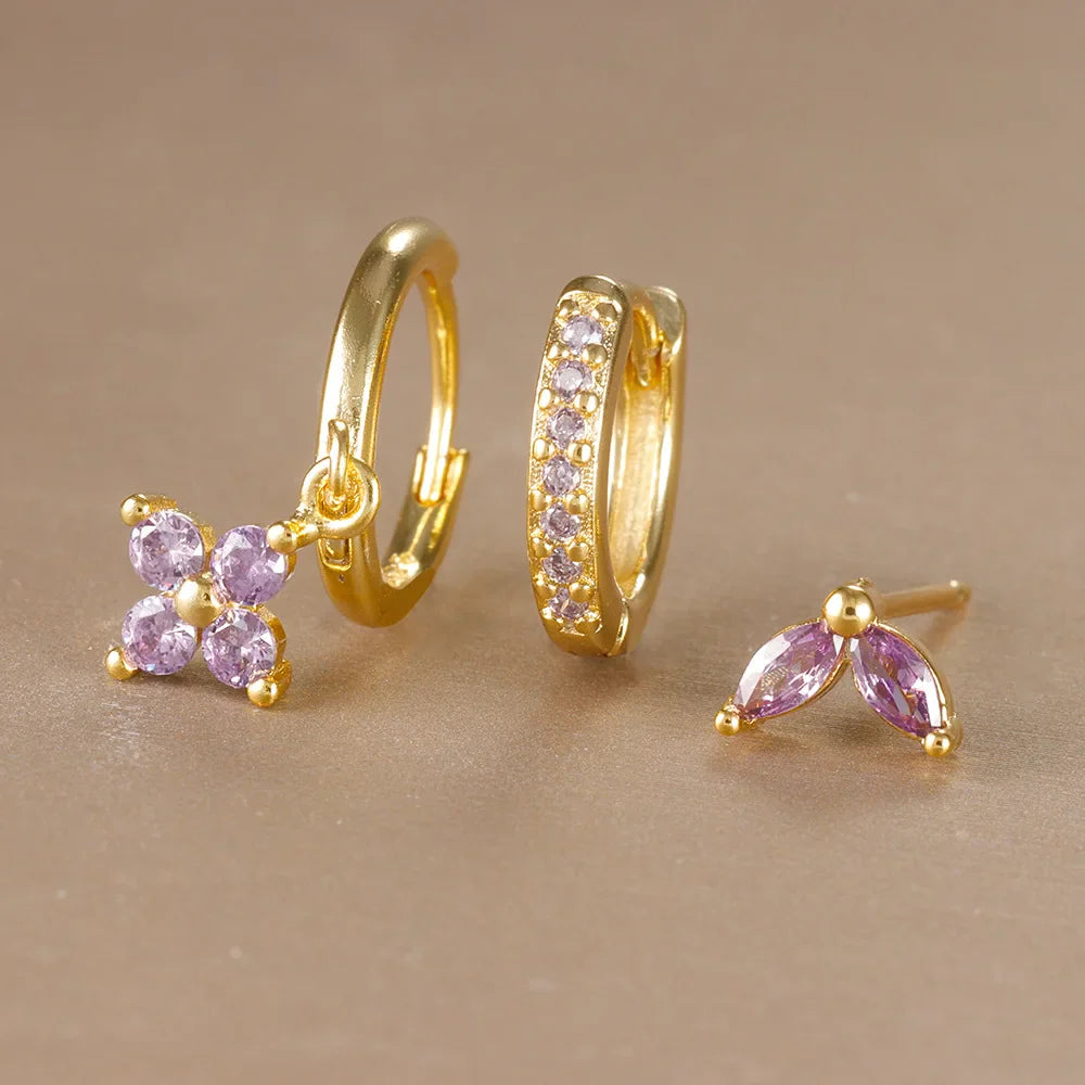 3PCS Flower Drop and Dangle Earring